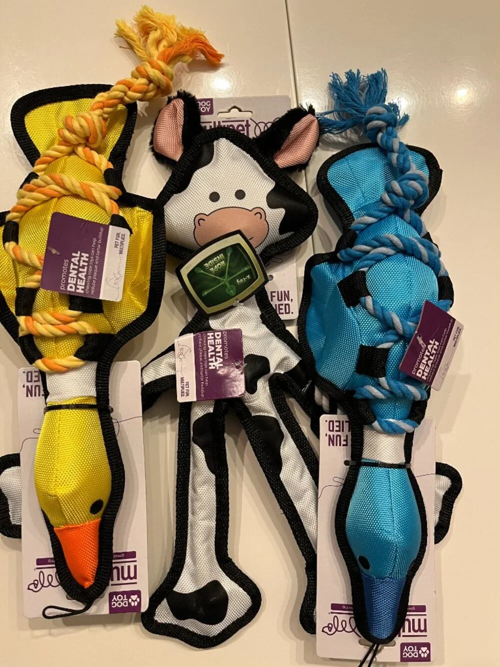 Dog Rope Toy Bundle Duck & Cow Tug Toys (Set of 3)